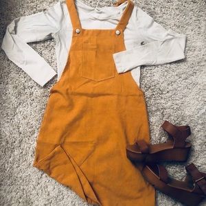 Mustard Skirted Corduroy Overalls